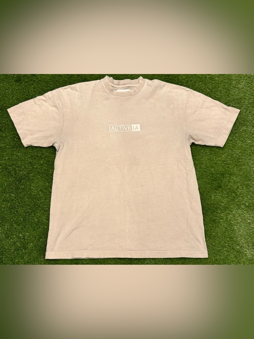 Active Ride Shop Los Angeles California Men's Tan T Shirt Size Large Embroidered